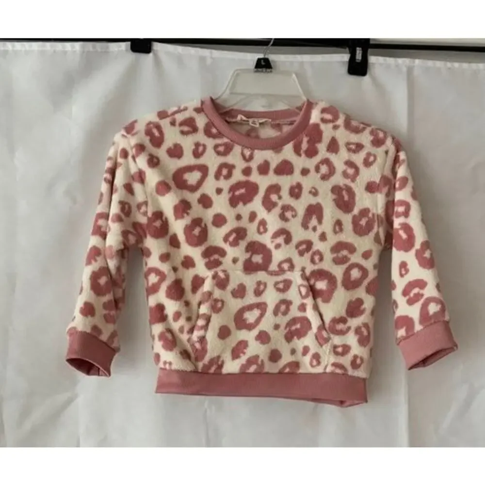 Jessica Simpson Girls Pullover Pink and White Leopard Print -Size 5/6